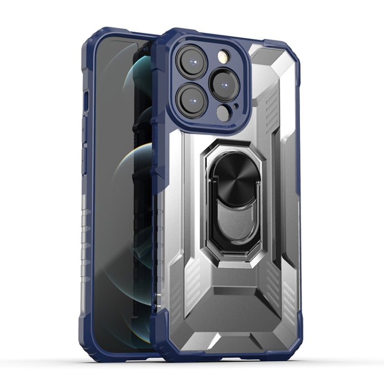 For iPhone 13 Pro PC + TPU Shockproof Protective Case with Metal Ring Holder