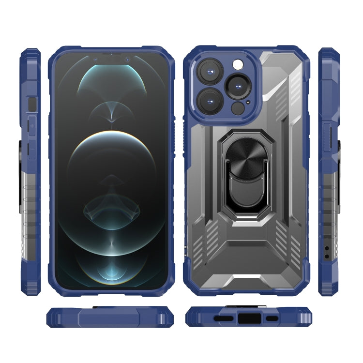 For iPhone 13 Pro PC + TPU Shockproof Protective Case with Metal Ring Holder