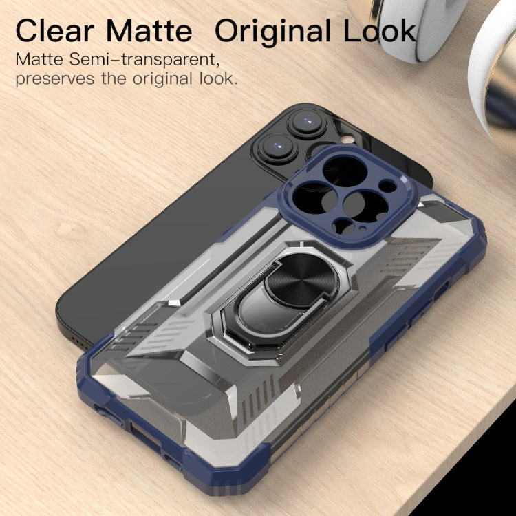 For iPhone 13 Pro PC + TPU Shockproof Protective Case with Metal Ring Holder