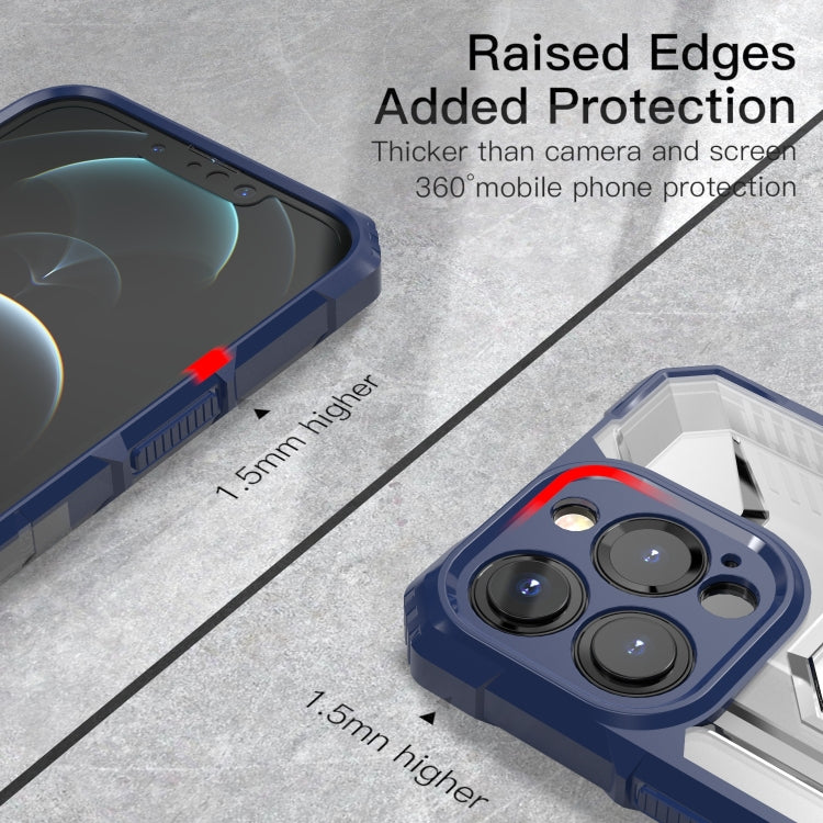 For iPhone 13 Pro PC + TPU Shockproof Protective Case with Metal Ring Holder