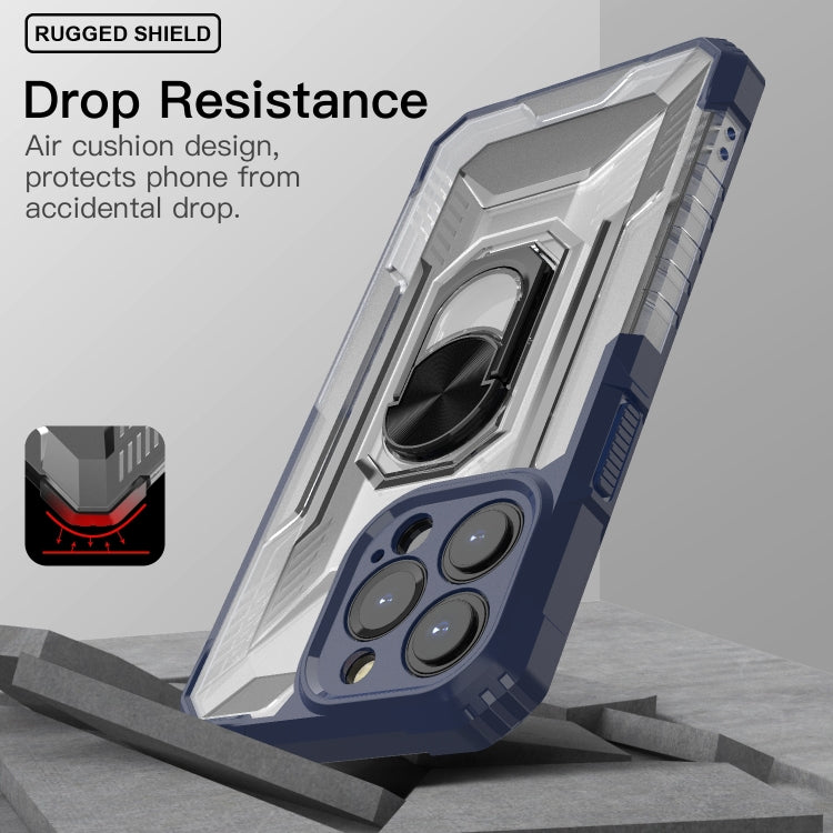 For iPhone 13 Pro PC + TPU Shockproof Protective Case with Metal Ring Holder