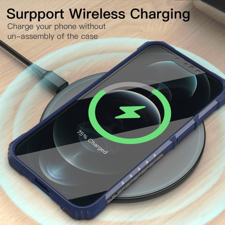 For iPhone 13 Pro PC + TPU Shockproof Protective Case with Metal Ring Holder
