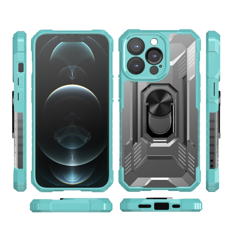 For iPhone 13 Pro PC + TPU Shockproof Protective Case with Metal Ring Holder