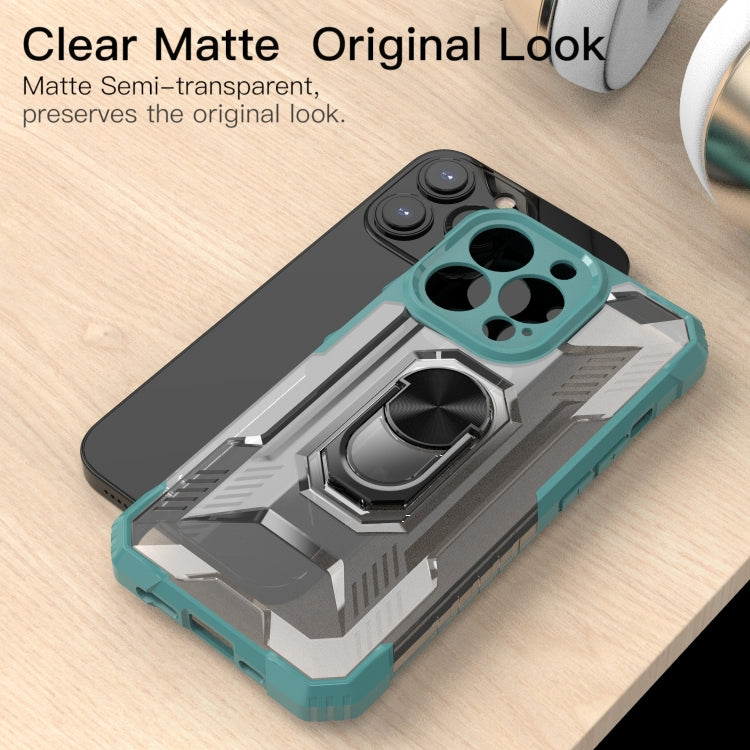 For iPhone 13 Pro PC + TPU Shockproof Protective Case with Metal Ring Holder