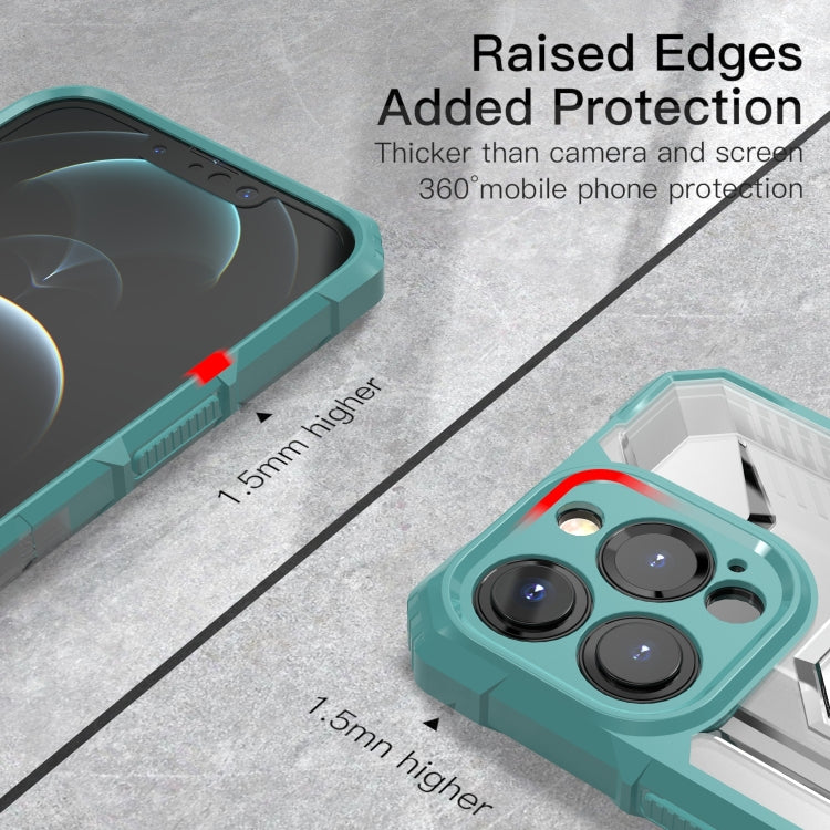 For iPhone 13 Pro PC + TPU Shockproof Protective Case with Metal Ring Holder