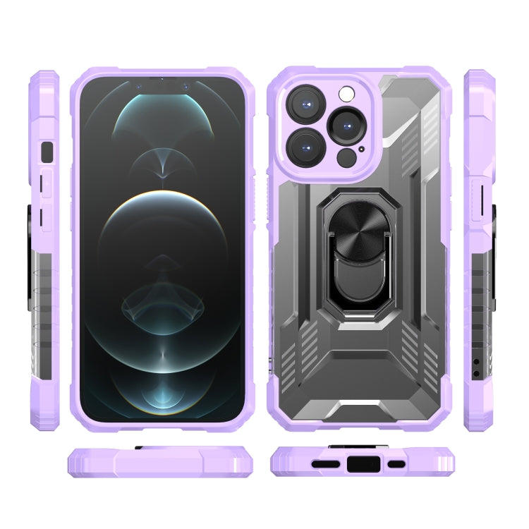 For iPhone 13 Pro PC + TPU Shockproof Protective Case with Metal Ring Holder