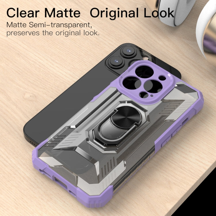 For iPhone 13 Pro PC + TPU Shockproof Protective Case with Metal Ring Holder