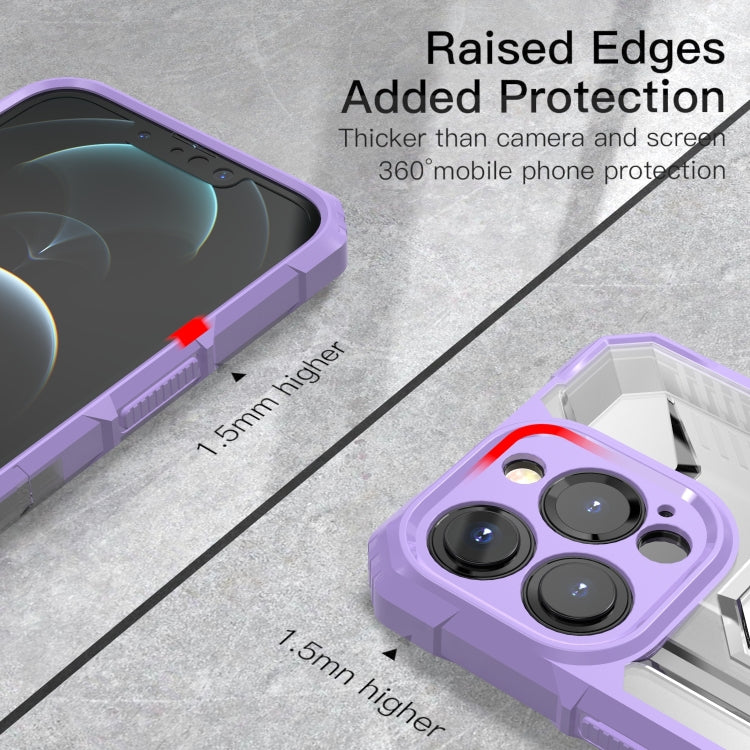 For iPhone 13 Pro PC + TPU Shockproof Protective Case with Metal Ring Holder