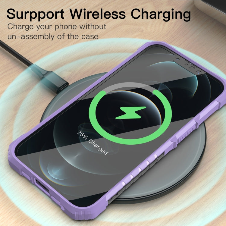 For iPhone 13 Pro PC + TPU Shockproof Protective Case with Metal Ring Holder