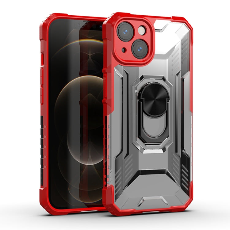 For iPhone 13 PC + TPU Shockproof Protective Case with Metal Ring Holder