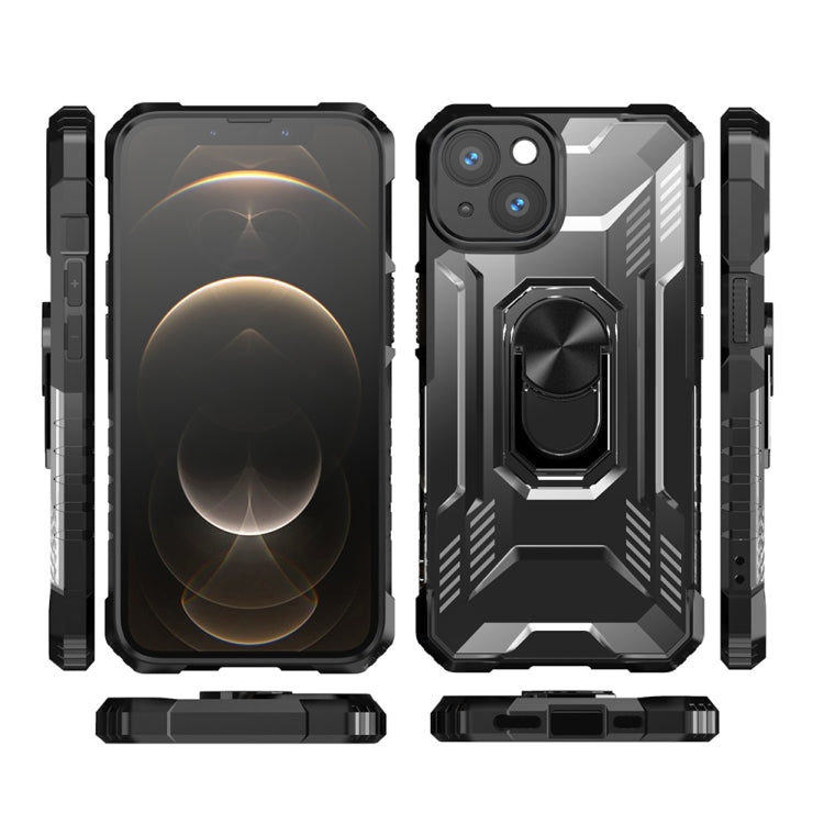 For iPhone 13 mini PC + TPU Shockproof Protective Case with Metal Ring Holder