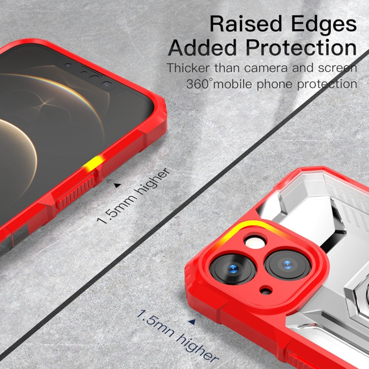 For iPhone 13 mini PC + TPU Shockproof Protective Case with Metal Ring Holder