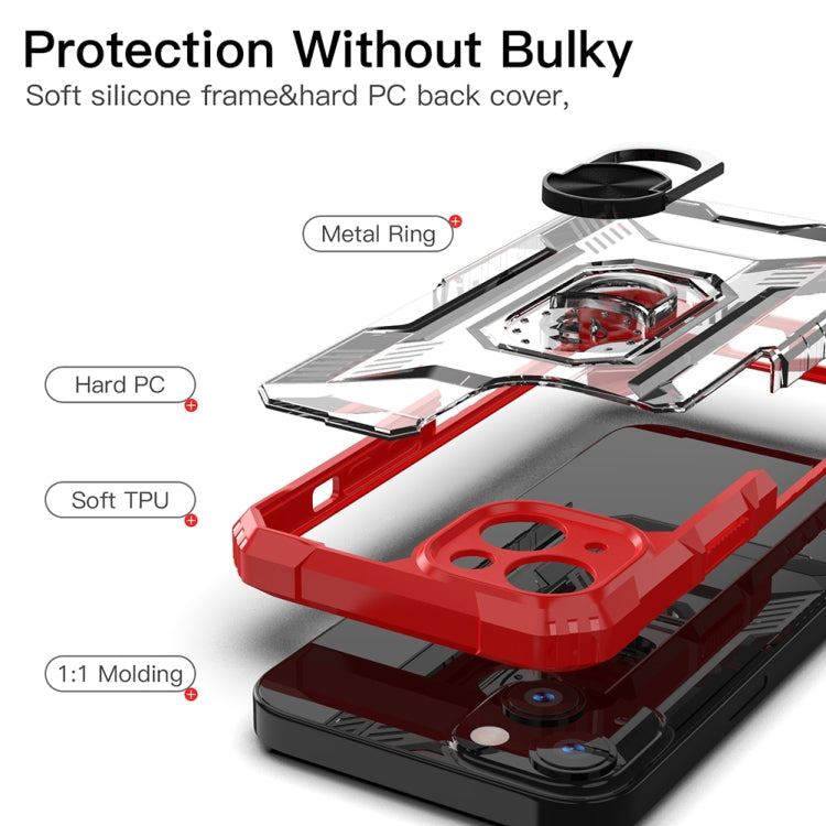 For iPhone 13 mini PC + TPU Shockproof Protective Case with Metal Ring Holder