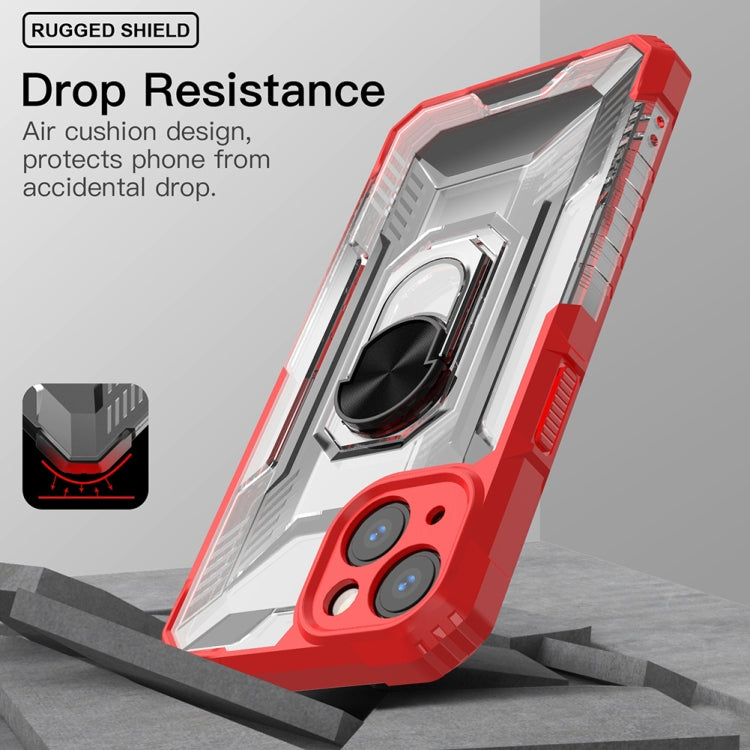 For iPhone 13 mini PC + TPU Shockproof Protective Case with Metal Ring Holder