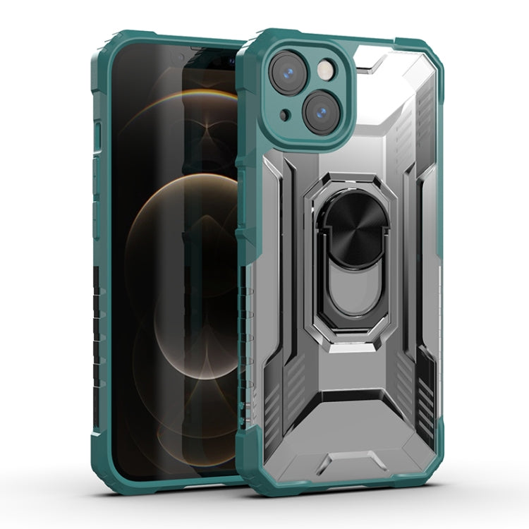For iPhone 13 mini PC + TPU Shockproof Protective Case with Metal Ring Holder