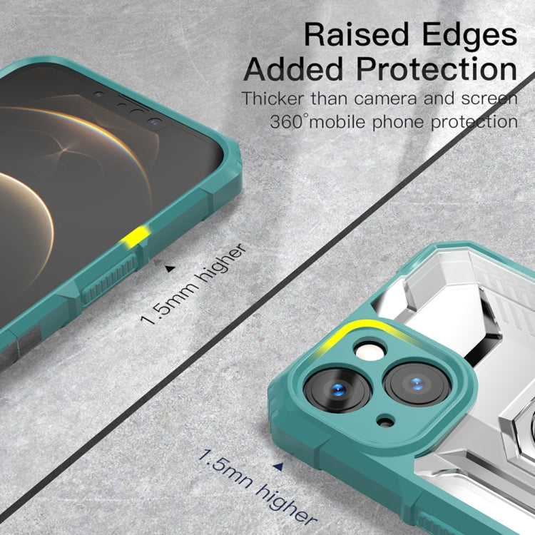 For iPhone 13 mini PC + TPU Shockproof Protective Case with Metal Ring Holder