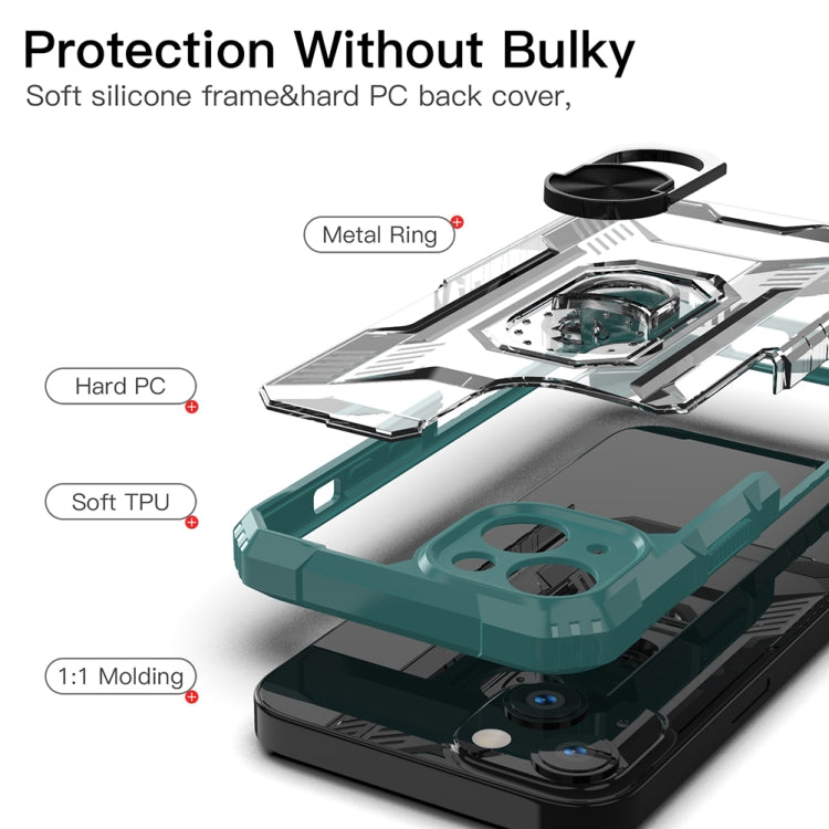 For iPhone 13 mini PC + TPU Shockproof Protective Case with Metal Ring Holder