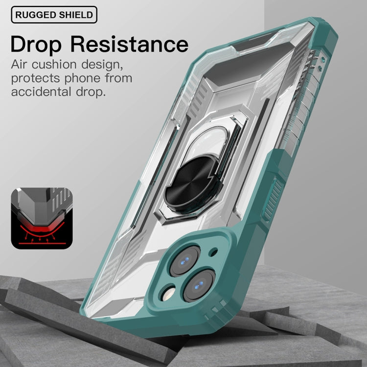 For iPhone 13 mini PC + TPU Shockproof Protective Case with Metal Ring Holder