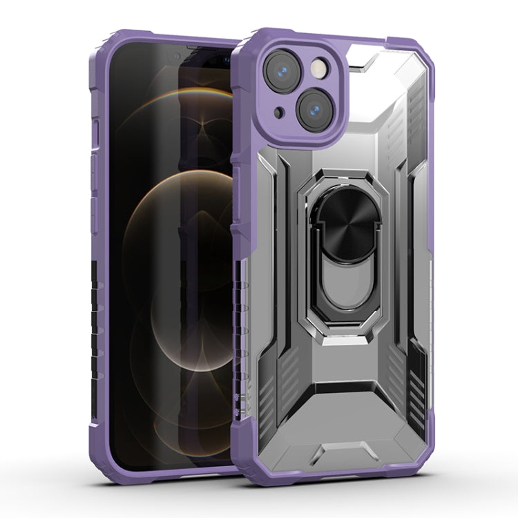 For iPhone 13 mini PC + TPU Shockproof Protective Case with Metal Ring Holder