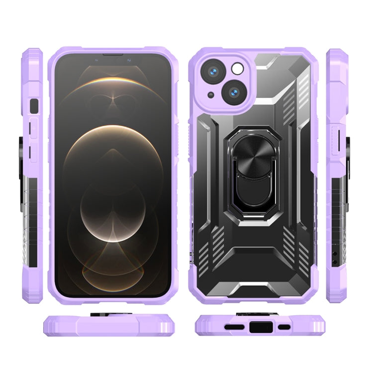 For iPhone 13 mini PC + TPU Shockproof Protective Case with Metal Ring Holder