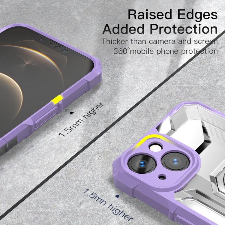 For iPhone 13 mini PC + TPU Shockproof Protective Case with Metal Ring Holder