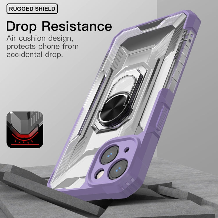 For iPhone 13 mini PC + TPU Shockproof Protective Case with Metal Ring Holder