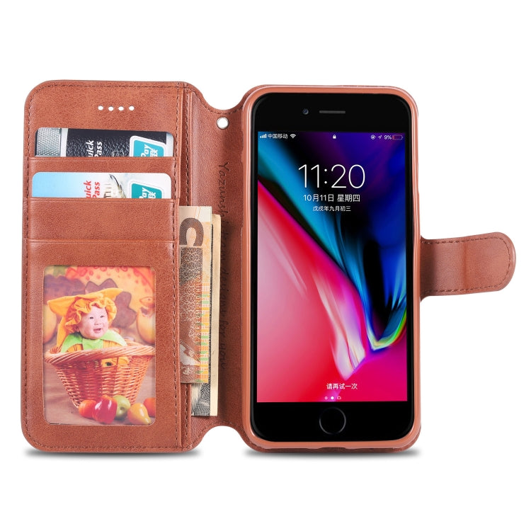 For iPhone 7 / 8 AZNS Calf Texture Magnetic Horizontal Flip PU Leather Case with Holder & Card Slots & Photo Frame
