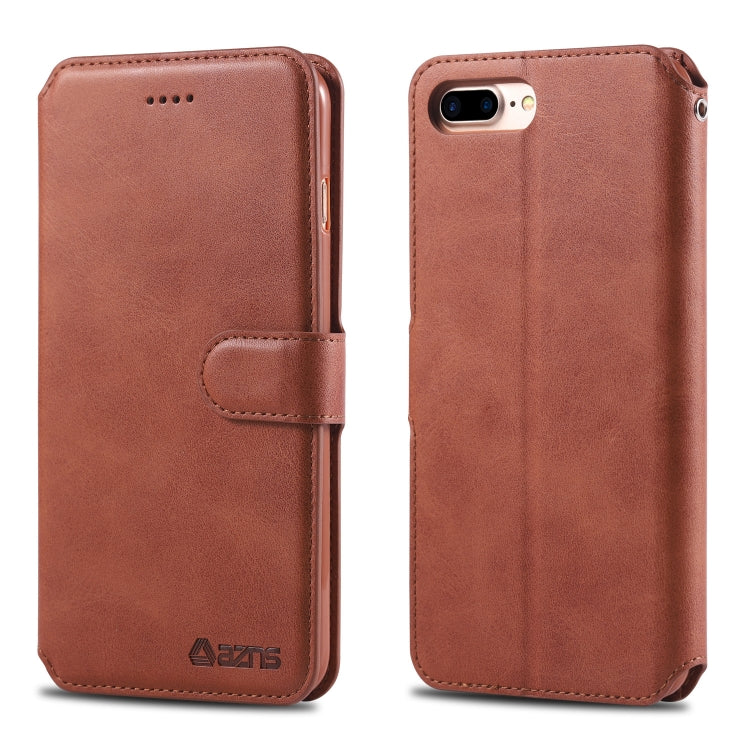 For iPhone 7 Plus / 8 Plus AZNS Calf Texture Magnetic Horizontal Flip PU Leather Case with Holder & Card Slots & Photo Frame