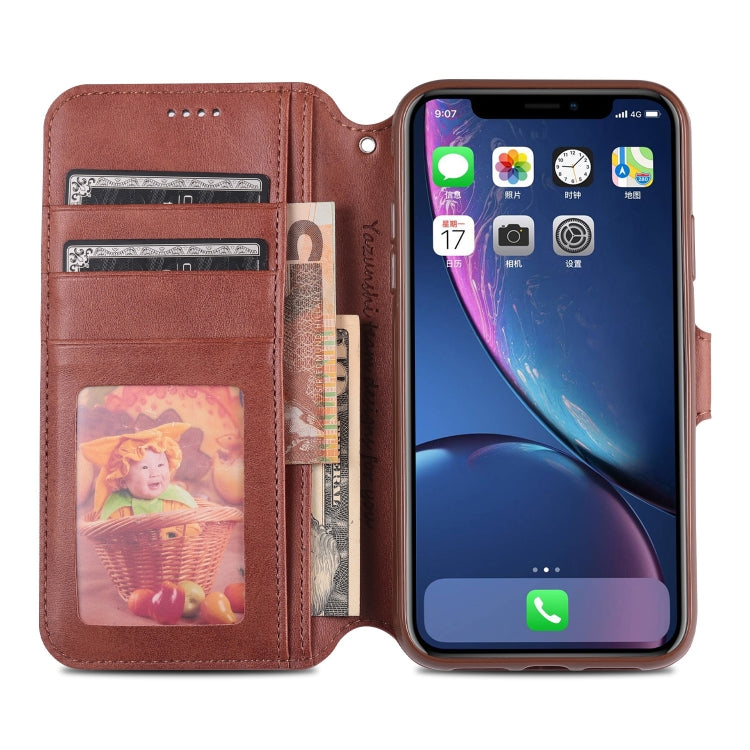 For iPhone 11 AZNS Calf Texture Magnetic Horizontal Flip PU Leather Case with Holder & Card Slots & Photo Frame