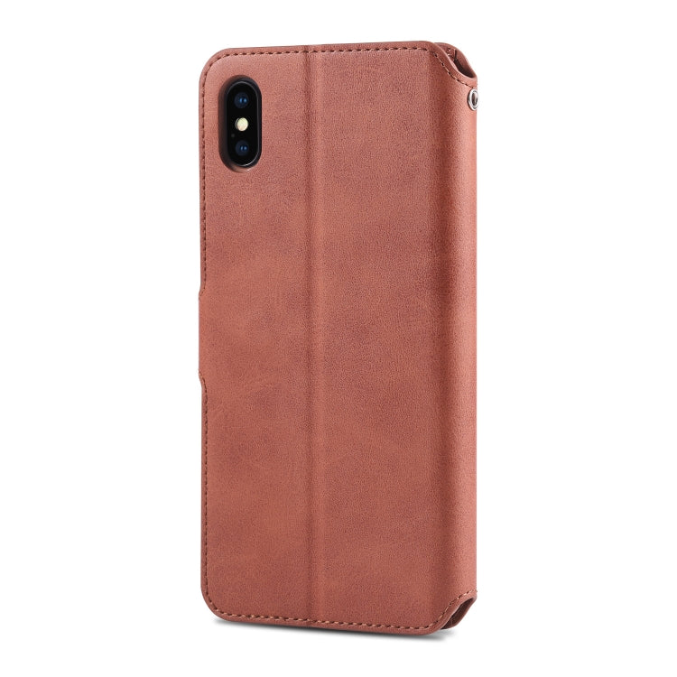 For iPhone X / XS AZNS Calf Texture Magnetic Horizontal Flip PU Leather Case with Holder & Card Slots & Photo Frame