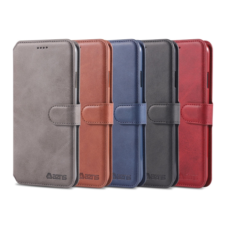 For iPhone X / XS AZNS Calf Texture Magnetic Horizontal Flip PU Leather Case with Holder & Card Slots & Photo Frame