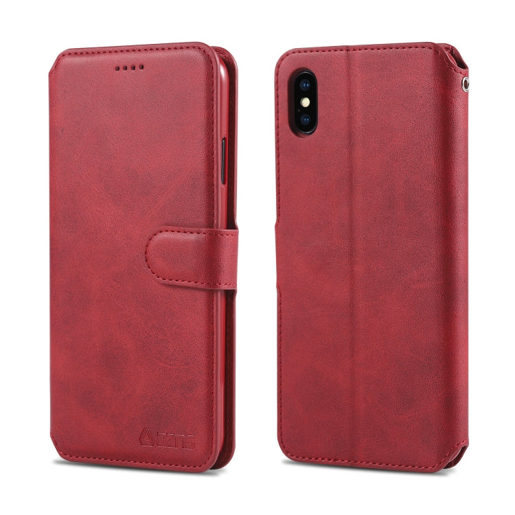 For iPhone X / XS AZNS Calf Texture Magnetic Horizontal Flip PU Leather Case with Holder & Card Slots & Photo Frame