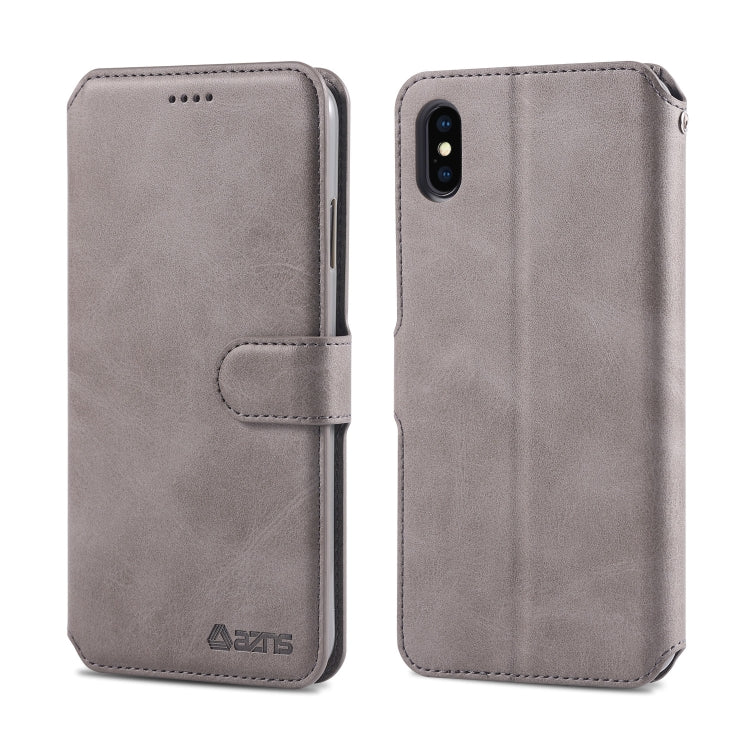 For iPhone X / XS AZNS Calf Texture Magnetic Horizontal Flip PU Leather Case with Holder & Card Slots & Photo Frame