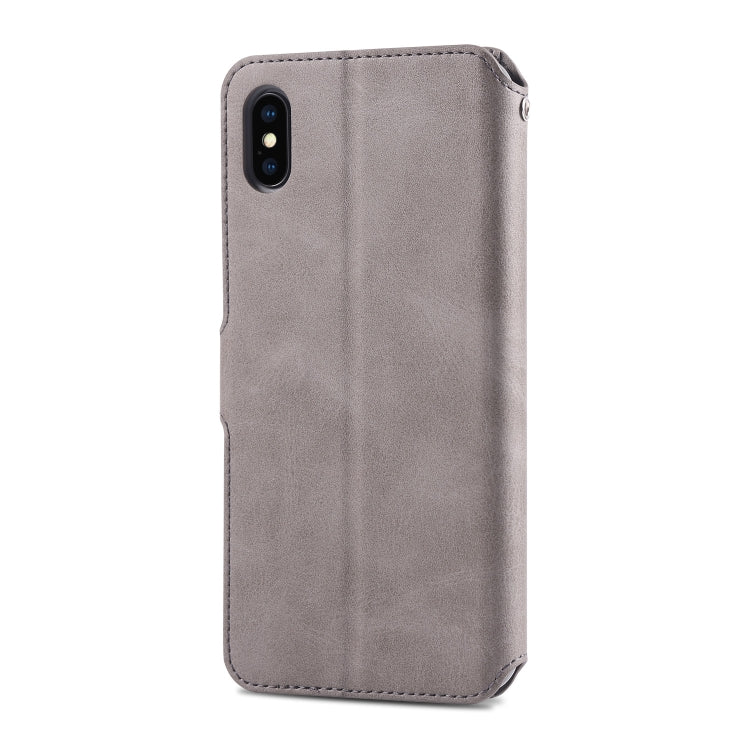 For iPhone X / XS AZNS Calf Texture Magnetic Horizontal Flip PU Leather Case with Holder & Card Slots & Photo Frame
