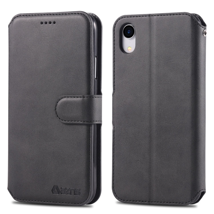 For iPhone XR AZNS Calf Texture Magnetic Horizontal Flip PU Leather Case with Holder & Card Slots & Photo Frame
