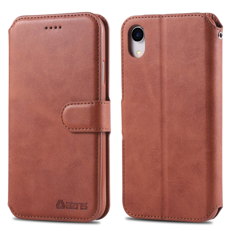 For iPhone XR AZNS Calf Texture Magnetic Horizontal Flip PU Leather Case with Holder & Card Slots & Photo Frame