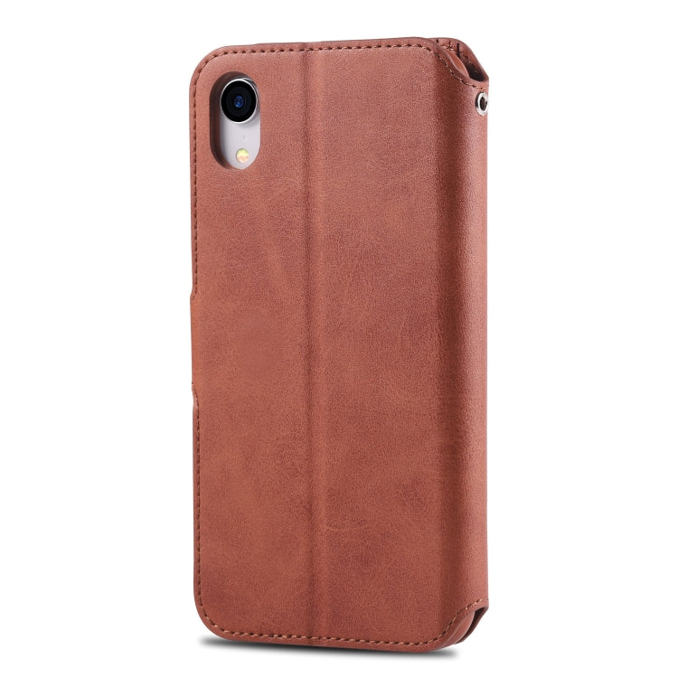 For iPhone XR AZNS Calf Texture Magnetic Horizontal Flip PU Leather Case with Holder & Card Slots & Photo Frame