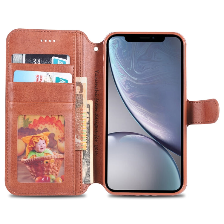 For iPhone XR AZNS Calf Texture Magnetic Horizontal Flip PU Leather Case with Holder & Card Slots & Photo Frame