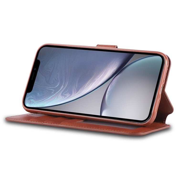 For iPhone XR AZNS Calf Texture Magnetic Horizontal Flip PU Leather Case with Holder & Card Slots & Photo Frame