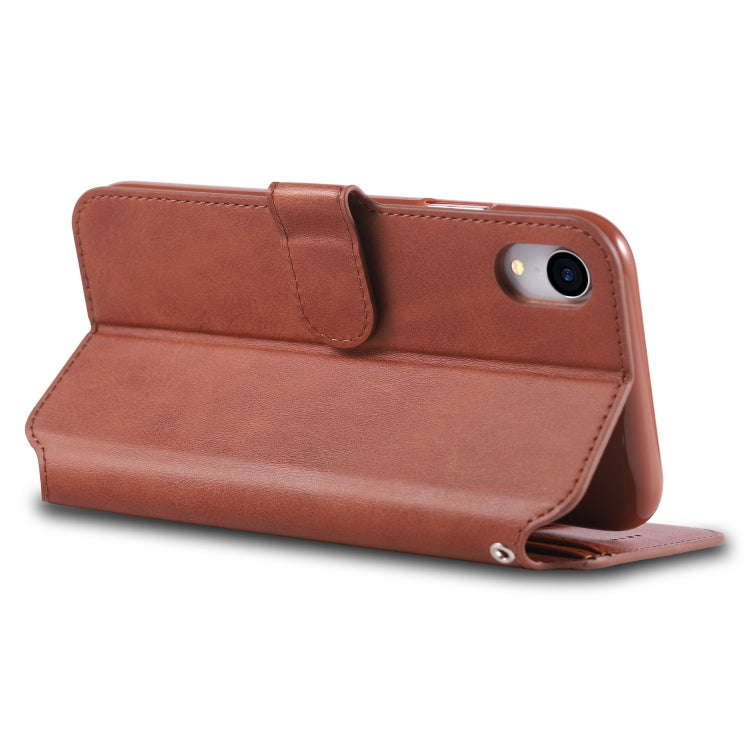 For iPhone XR AZNS Calf Texture Magnetic Horizontal Flip PU Leather Case with Holder & Card Slots & Photo Frame