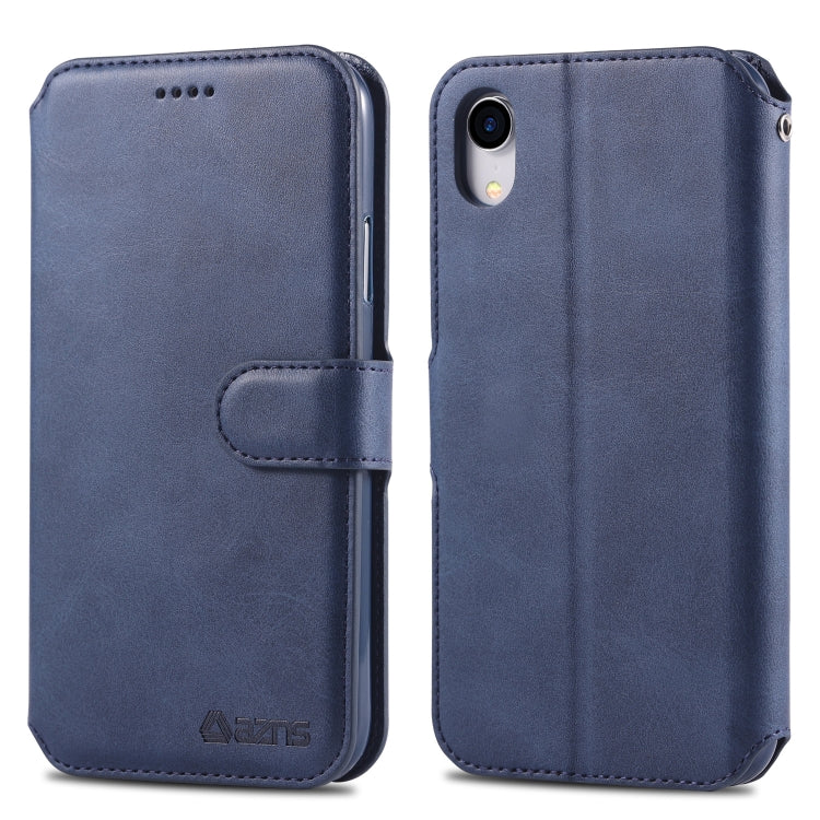 For iPhone XR AZNS Calf Texture Magnetic Horizontal Flip PU Leather Case with Holder & Card Slots & Photo Frame