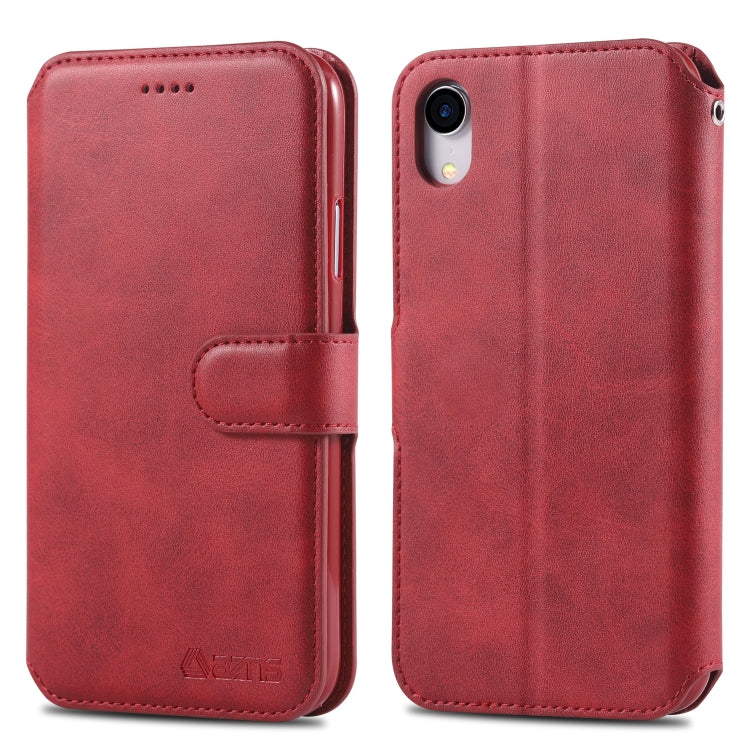 For iPhone XR AZNS Calf Texture Magnetic Horizontal Flip PU Leather Case with Holder & Card Slots & Photo Frame