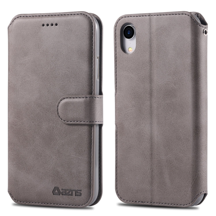 For iPhone XR AZNS Calf Texture Magnetic Horizontal Flip PU Leather Case with Holder & Card Slots & Photo Frame