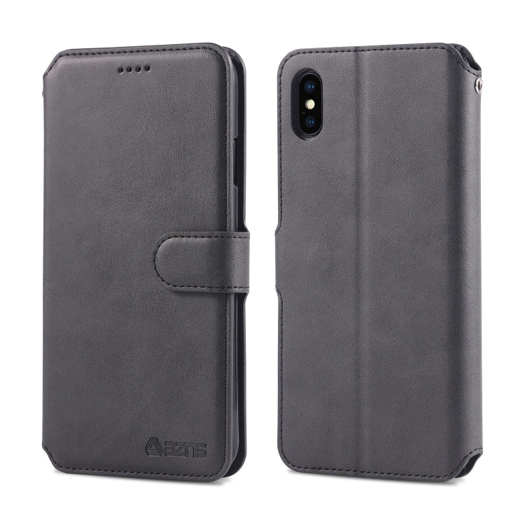 For iPhone XS Max AZNS Calf Texture Magnetic Horizontal Flip PU Leather Case with Holder & Card Slots & Photo Frame