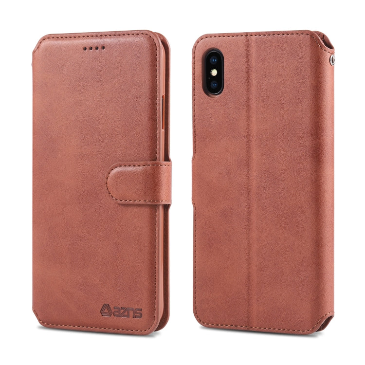 For iPhone XS Max AZNS Calf Texture Magnetic Horizontal Flip PU Leather Case with Holder & Card Slots & Photo Frame