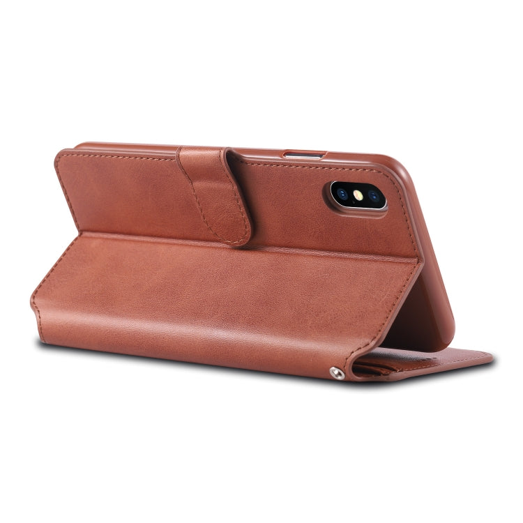 For iPhone XS Max AZNS Calf Texture Magnetic Horizontal Flip PU Leather Case with Holder & Card Slots & Photo Frame