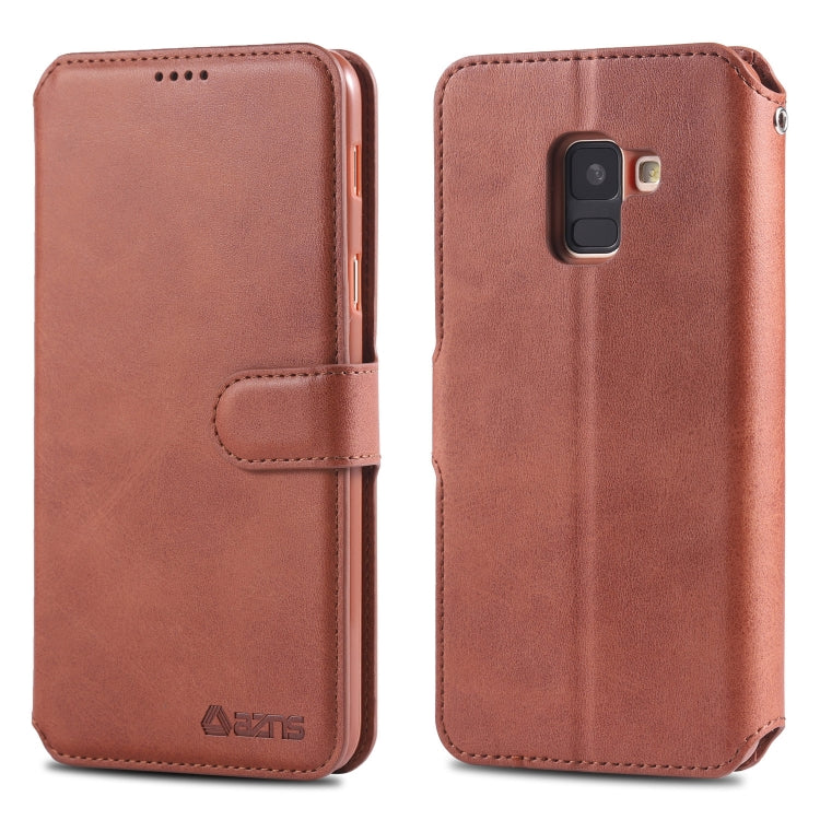 For Galaxy A6 2018 AZNS Calf Texture Magnetic Horizontal Flip PU Leather Case with Holder & Card Slots & Photo Frame