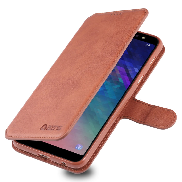 For Galaxy A6 2018 AZNS Calf Texture Magnetic Horizontal Flip PU Leather Case with Holder & Card Slots & Photo Frame