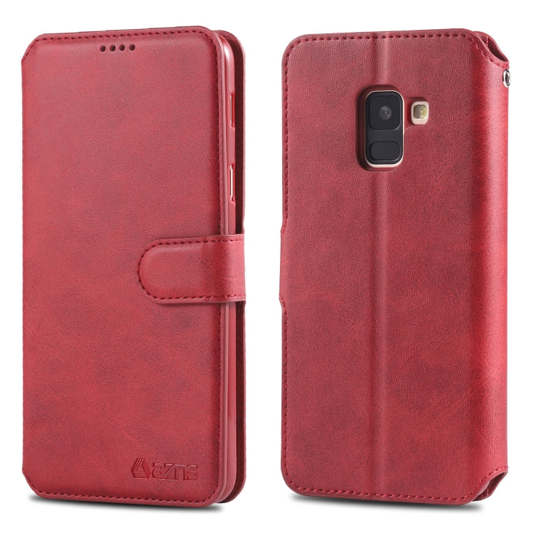 For Galaxy A6 2018 AZNS Calf Texture Magnetic Horizontal Flip PU Leather Case with Holder & Card Slots & Photo Frame