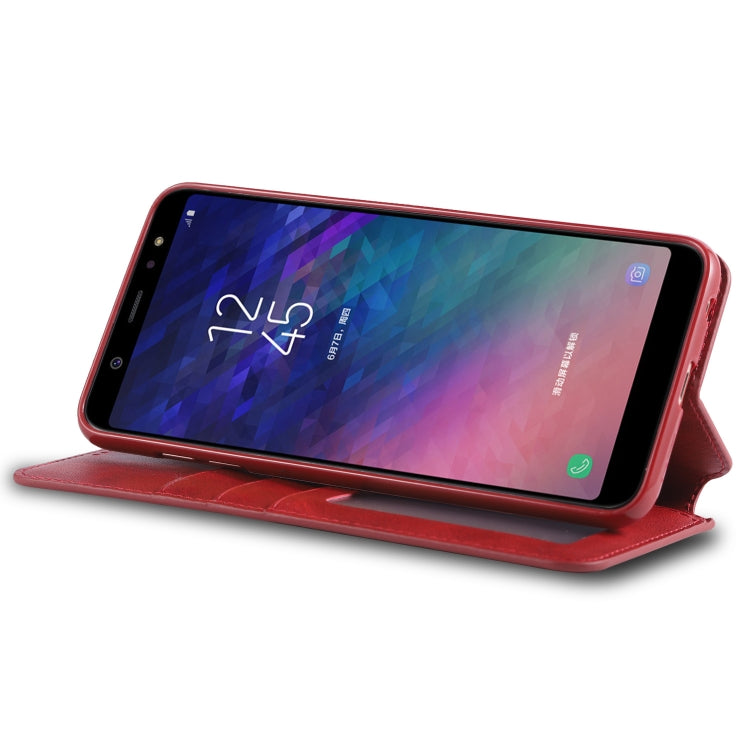 For Galaxy A6 2018 AZNS Calf Texture Magnetic Horizontal Flip PU Leather Case with Holder & Card Slots & Photo Frame